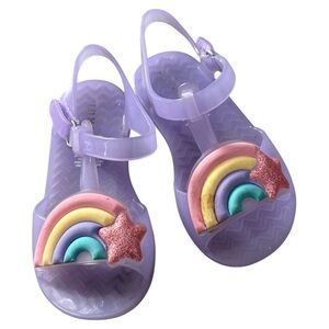 Old Navy Little Girls T-Strap Rainbow Purple Jelly Sandals